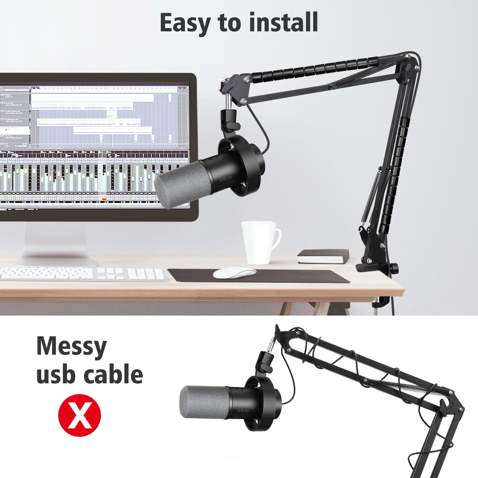 Amazon.com: SUNMON Boom Arm for Fifine K688 Mic with 3/8